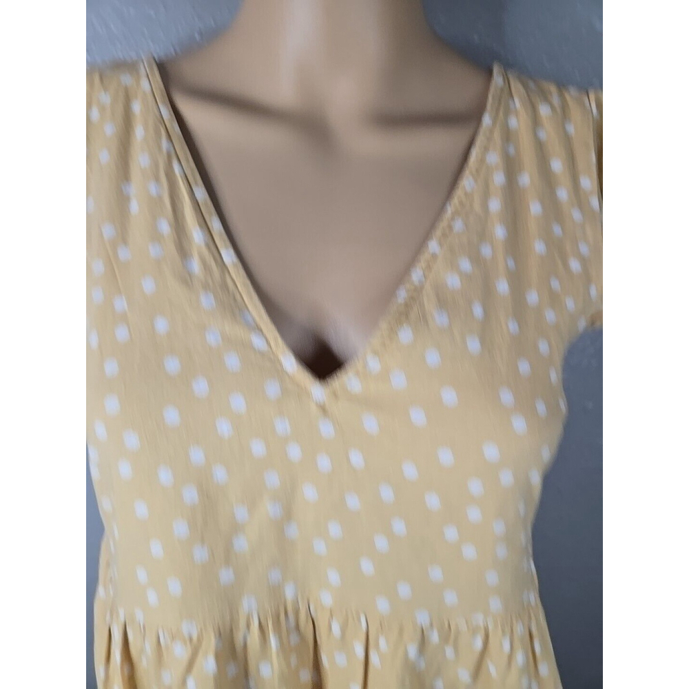 Abercrombie & Fitch Yellow Polka Dot Sundress XS Petite Linen Blend Cottagecore - Picture 7 of 10
